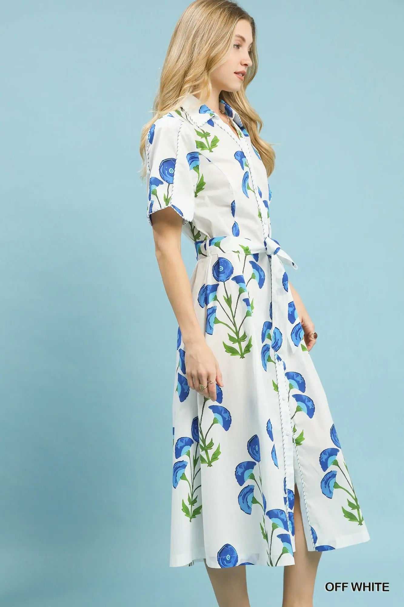 Floral Belted Midi Dress