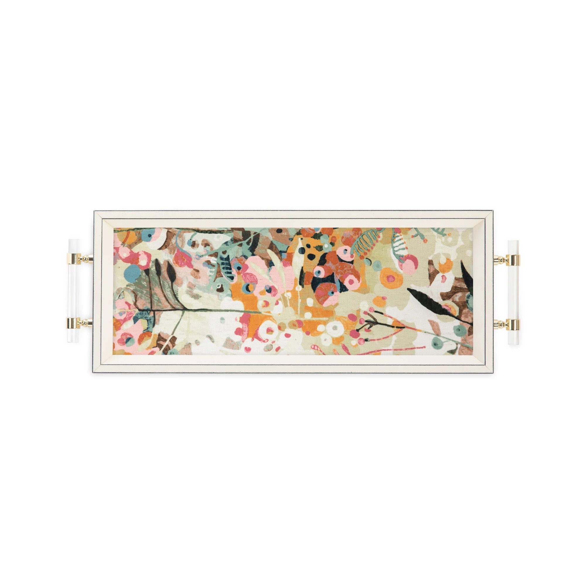 Cosmetic Serving Tray with Acrylic Handles