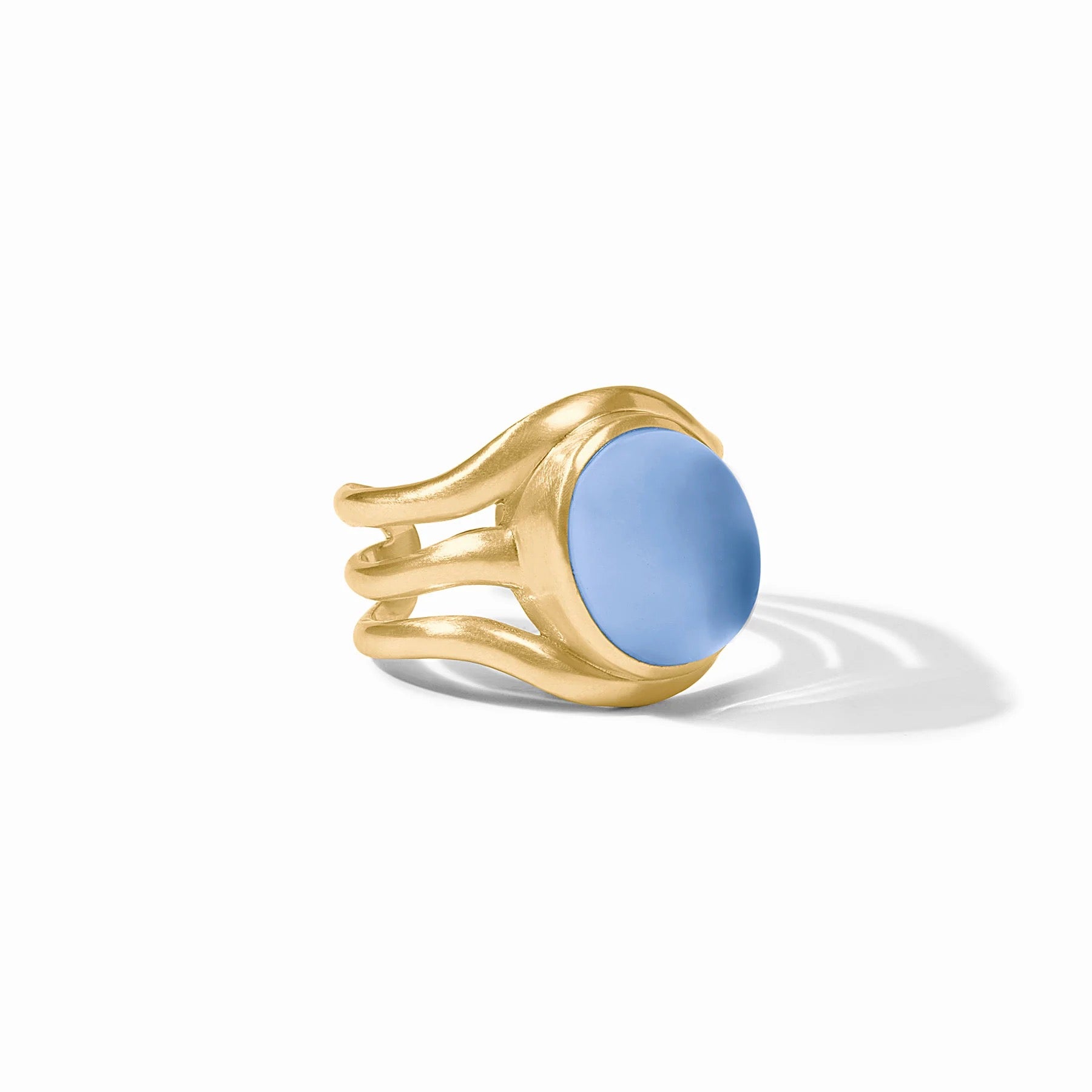 Wave Stone Ring - Iridescent Chalcedony Blue