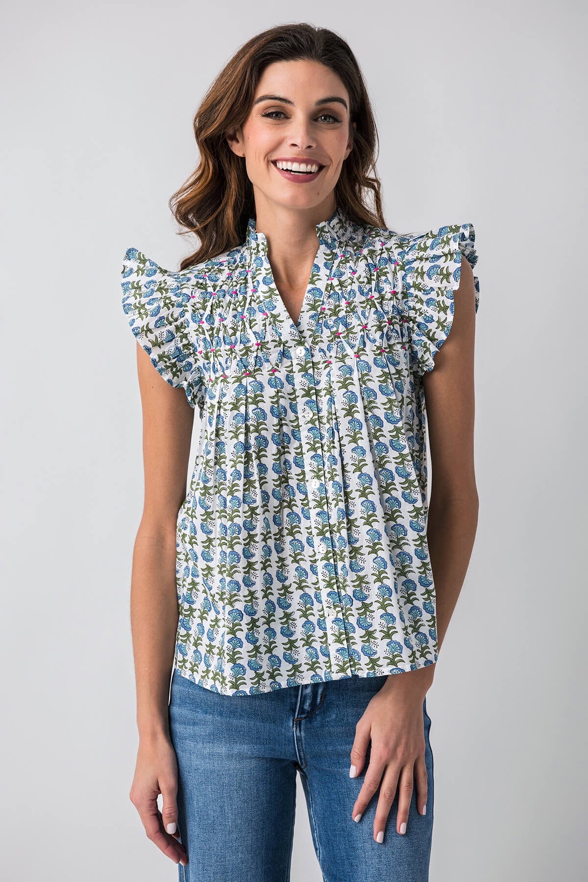Flutter Sleeve Print Top