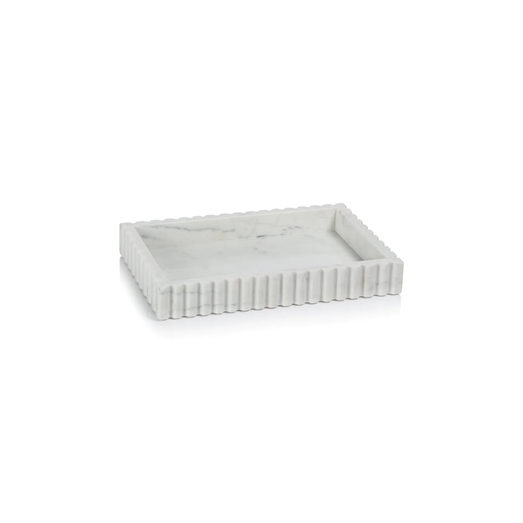 Camogli Scalloped Marble Tray - White - Small