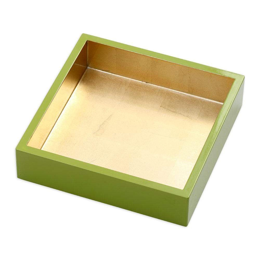 Lacquer Luncheon Napkin Holder in Sage & Gold