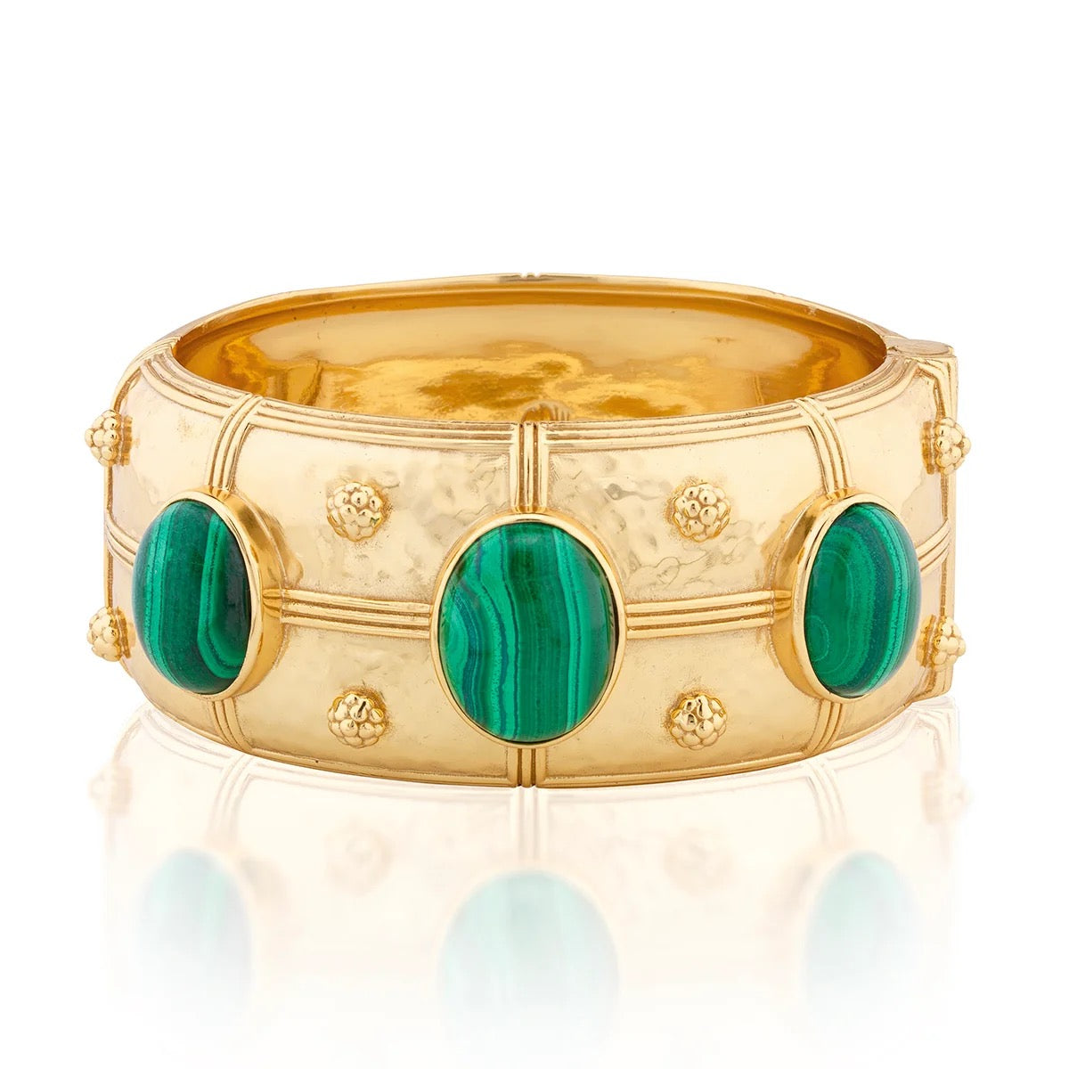 Cleopatra Grande Hinged Bangle Malachite