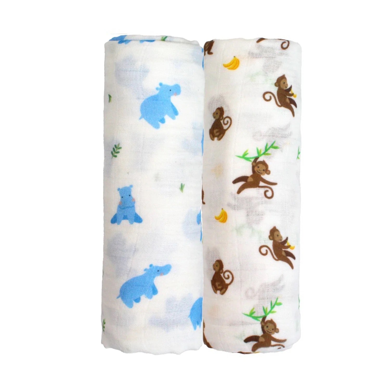 Hippo & Monkey Swaddle Set