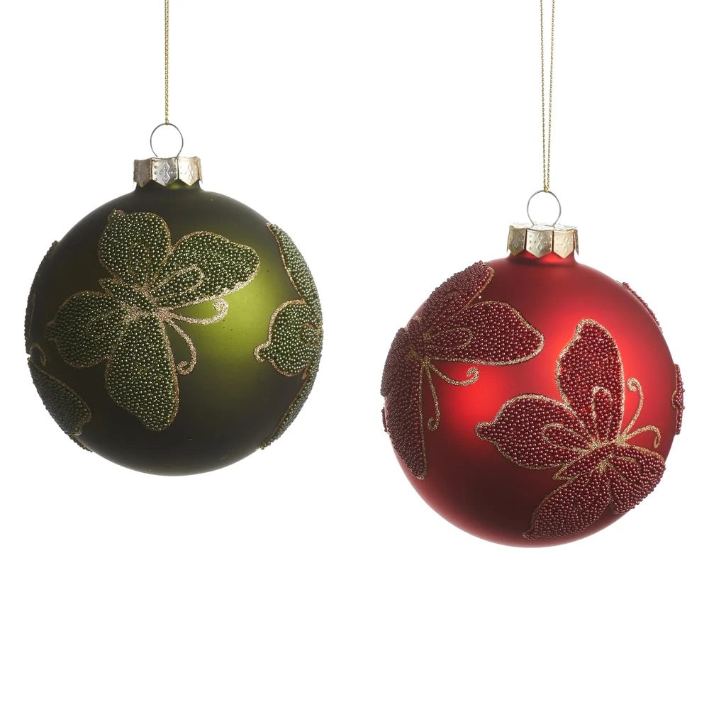 4" Glittered Butterfly Ball Ornament