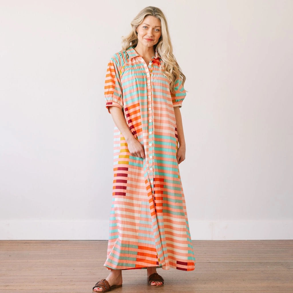 Apricot Colorful Stripe Oasis Dress