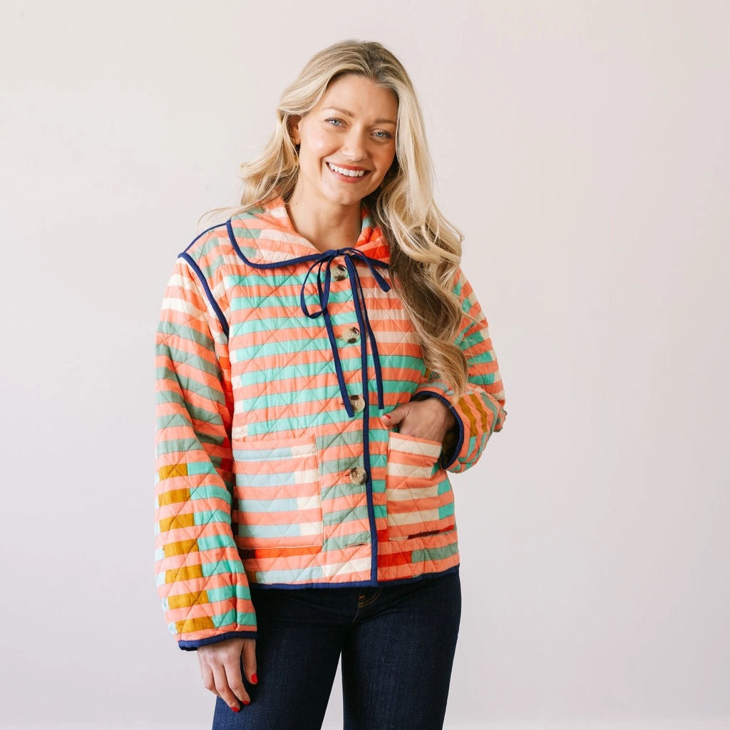 Reversible Stripe Stevie Quilted Jacket