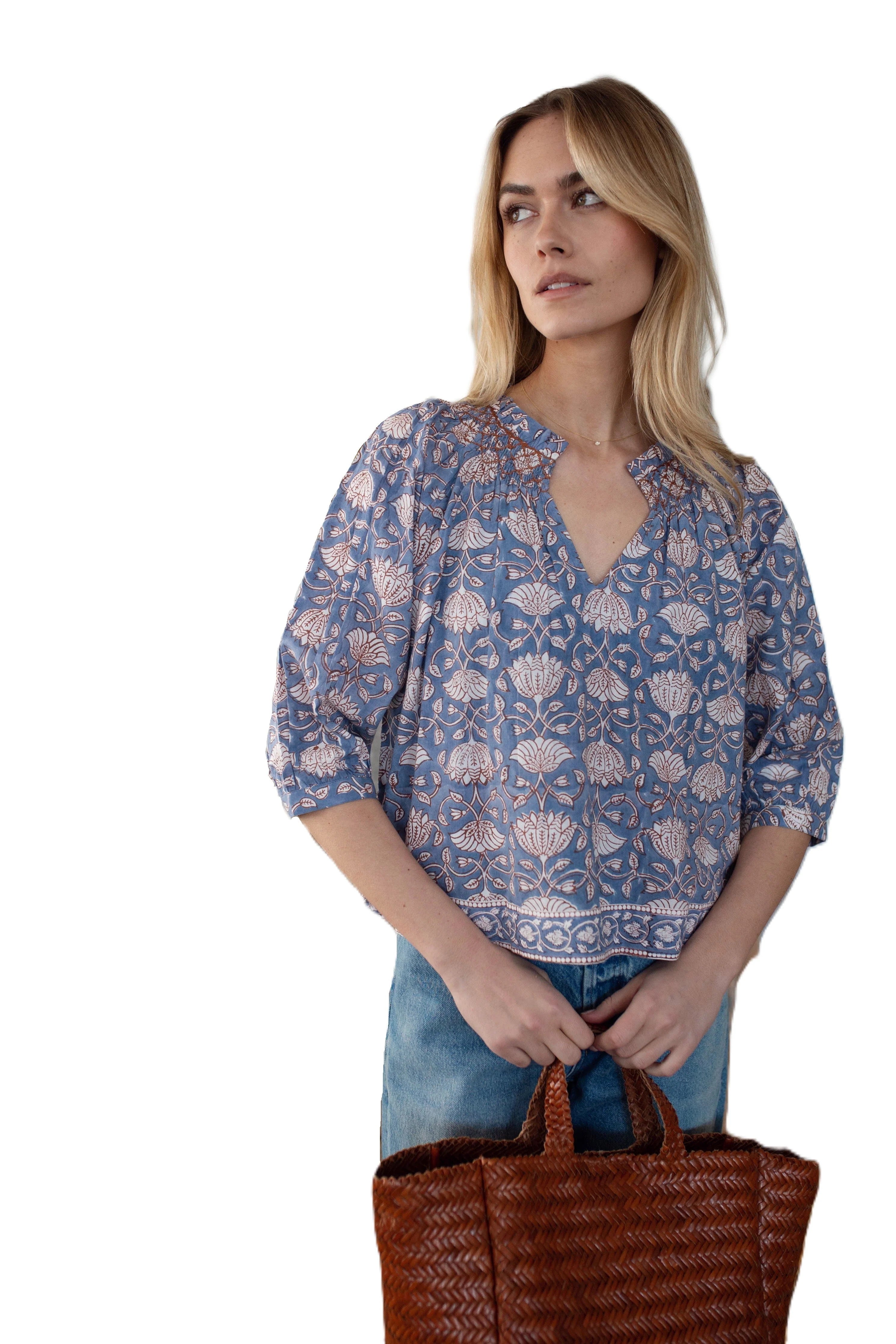 Cordelia Top- Blue Indigo Lotus