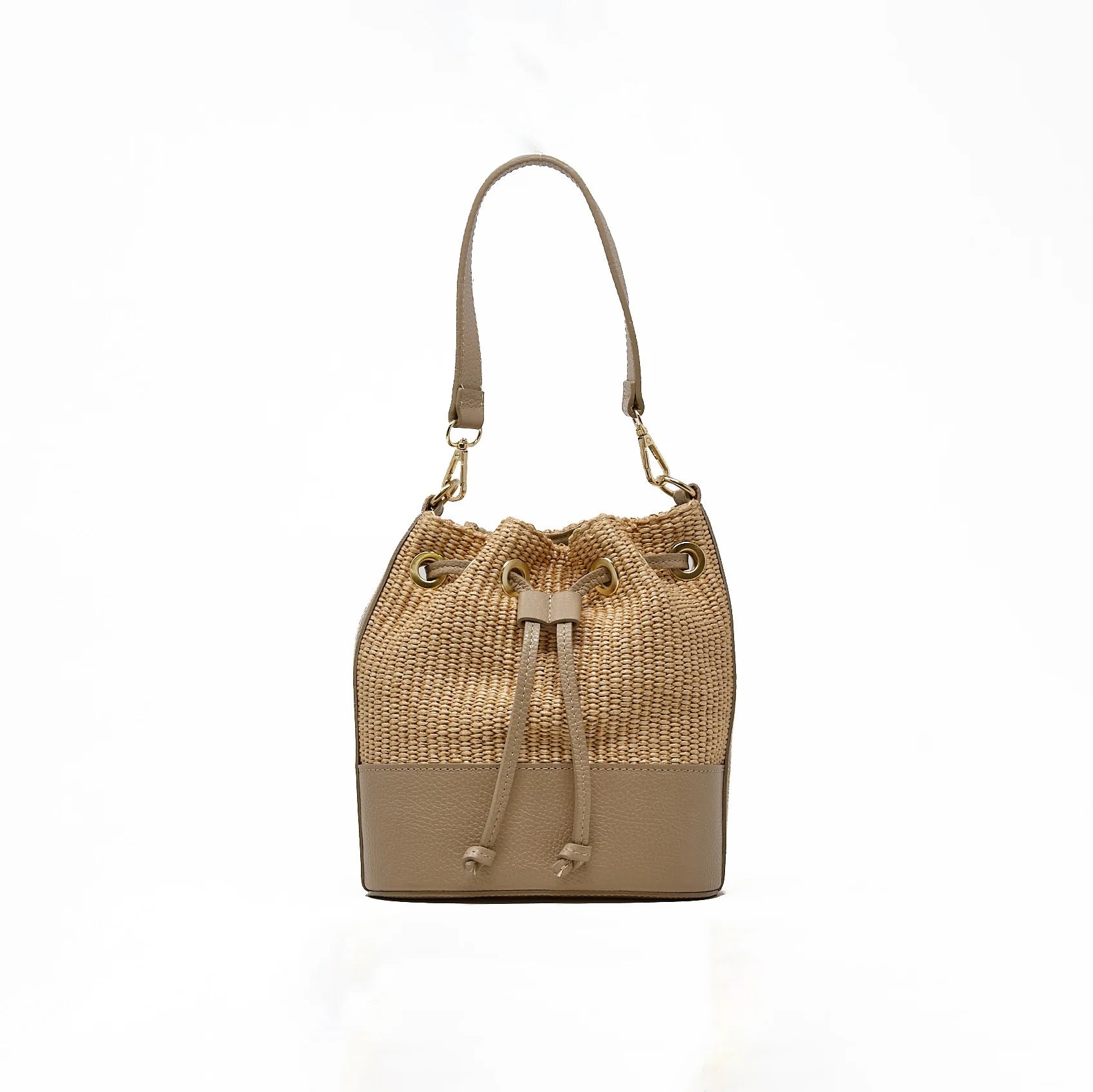 Raffia Leather Bucket