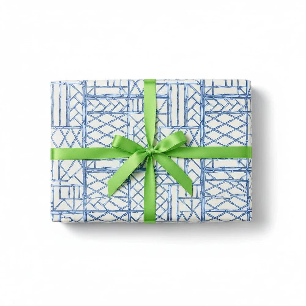 Bamboo Screen in Blue Wrapping Paper