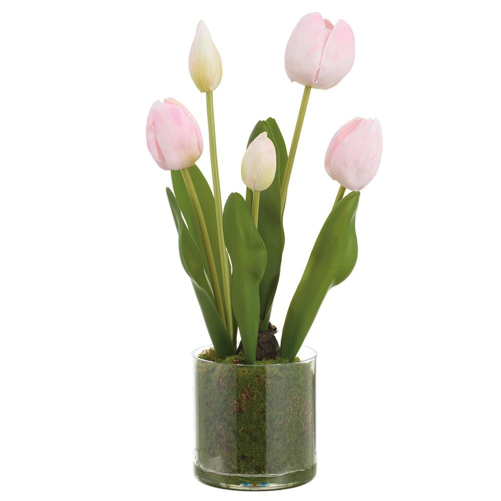 15" Tulip in Pot- Light Pink