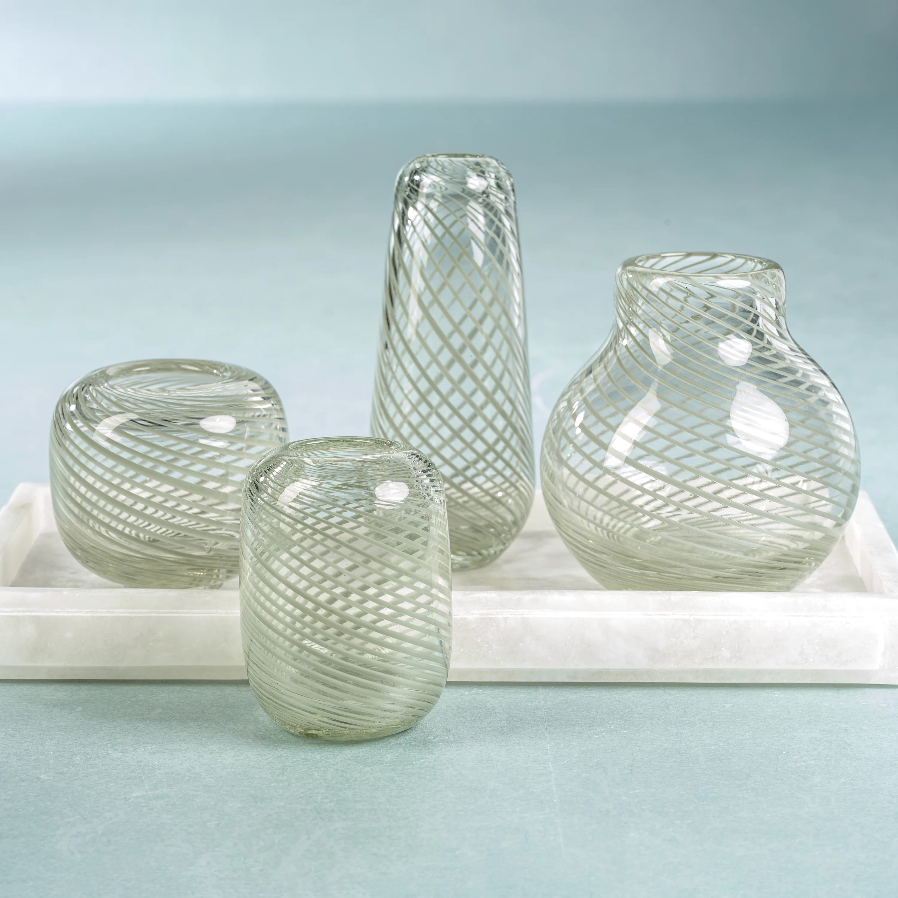 Claire Bud Vase w/ White Swirl