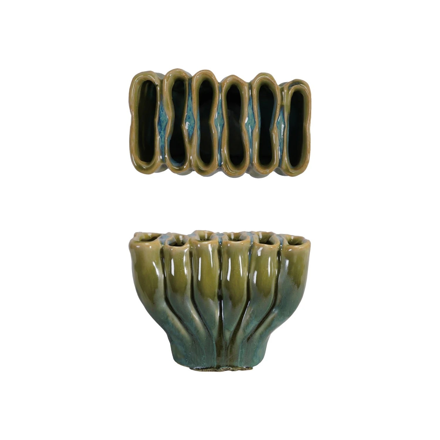 Stoneware Sculptural Vase with 6 Sections