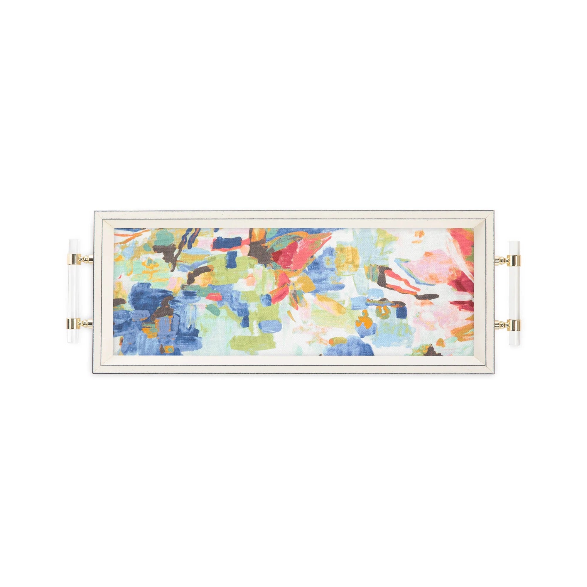 Cosmetic Serving Tray with Acrylic Handles