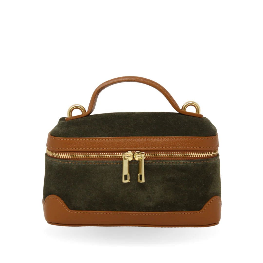 Leather/Suede Box Crossbody Bag