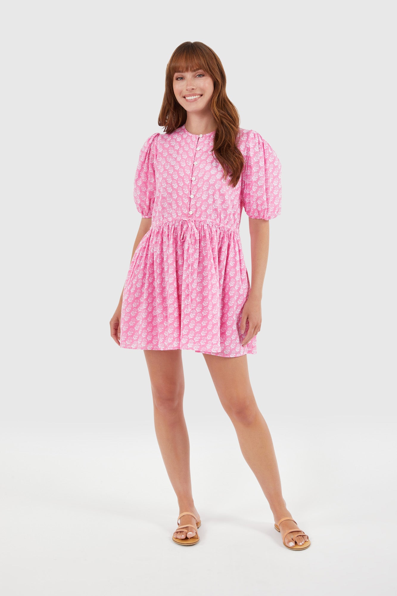 London Dress in Pink Marigolds