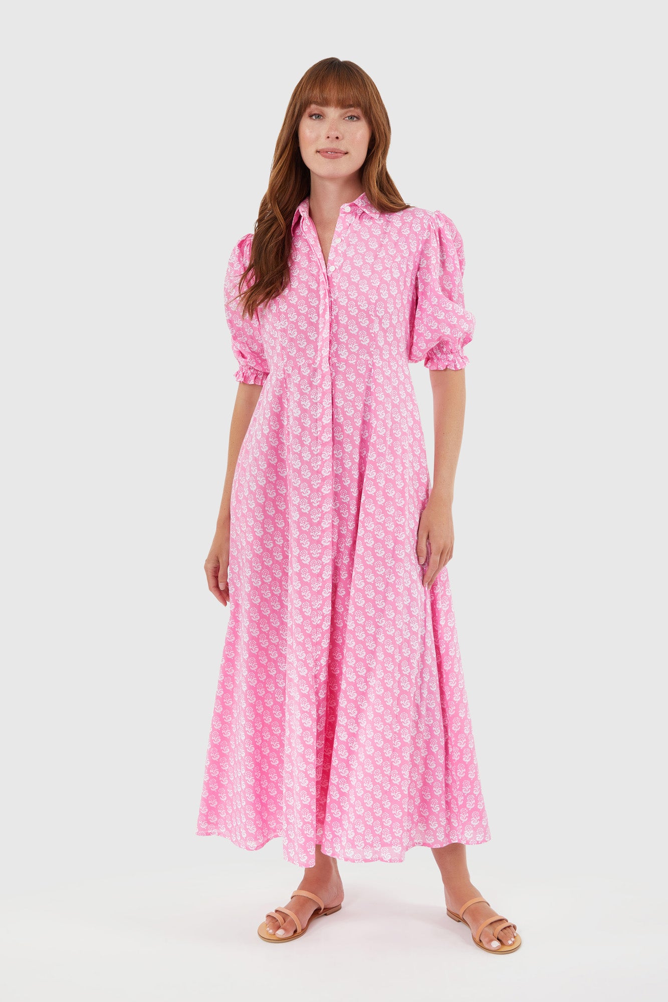 Rosie Dress in Pink Marigolds