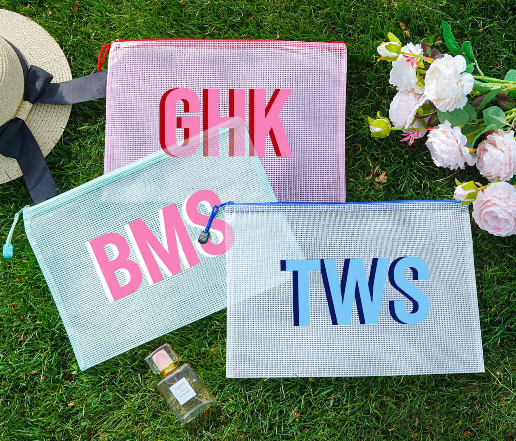 Mesh Zipper Pouch with personalization