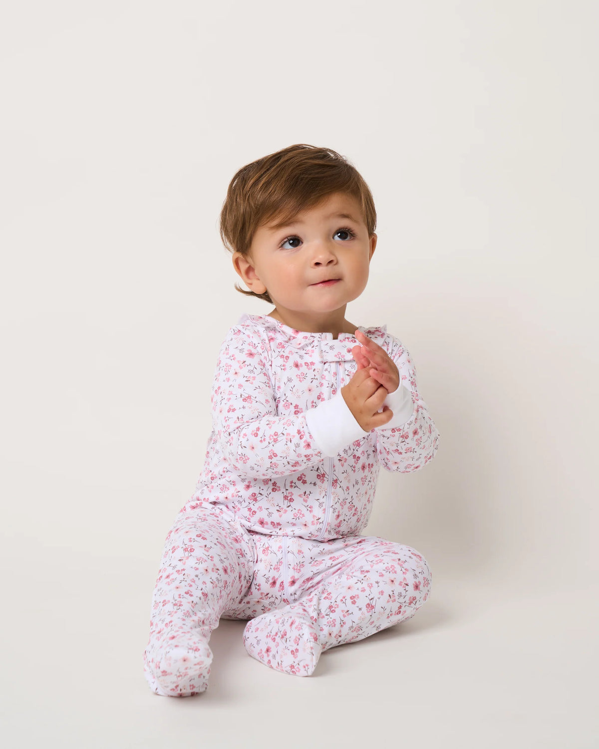 Baby's Pima Ruffle Collar Romper in Dorset Floral