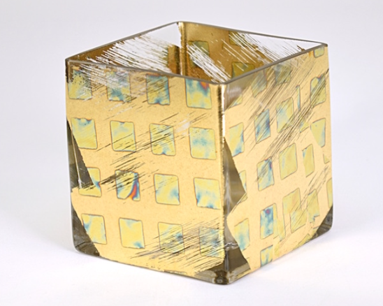 3" Cube Vase- Checkered Slash