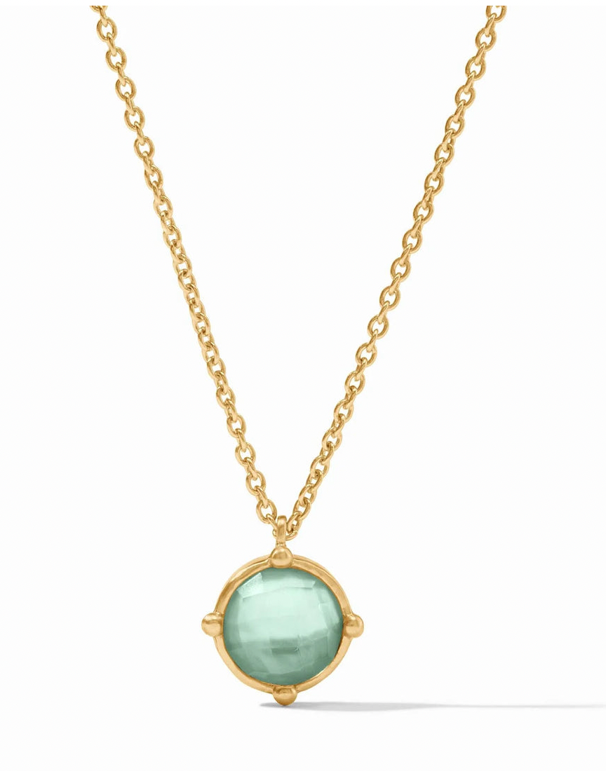 Honeybee Solitaire Necklace- Iridescent Aquamarine Blue