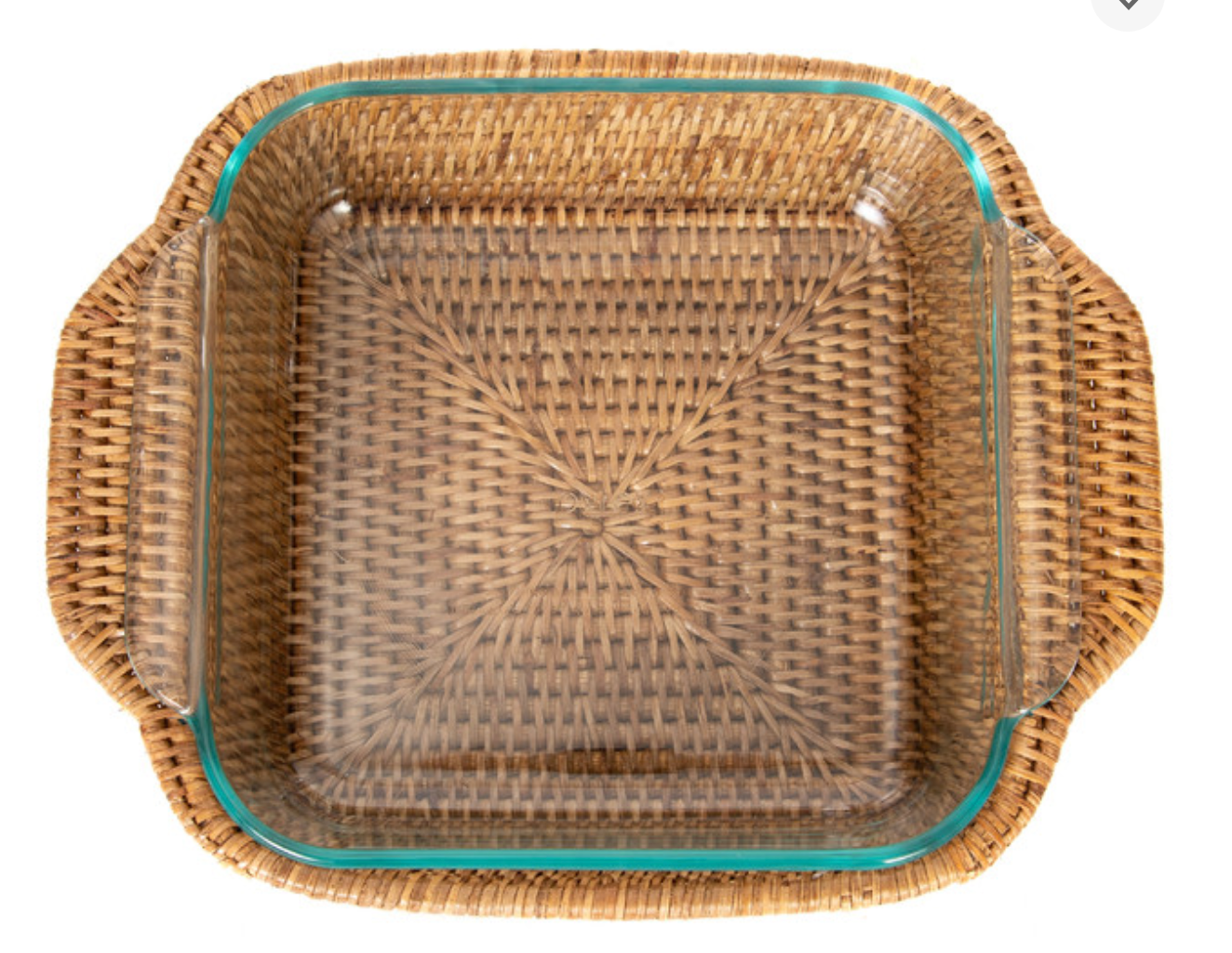 Rattan 8" Square Baker Basket with Pyrex, Honey Brown