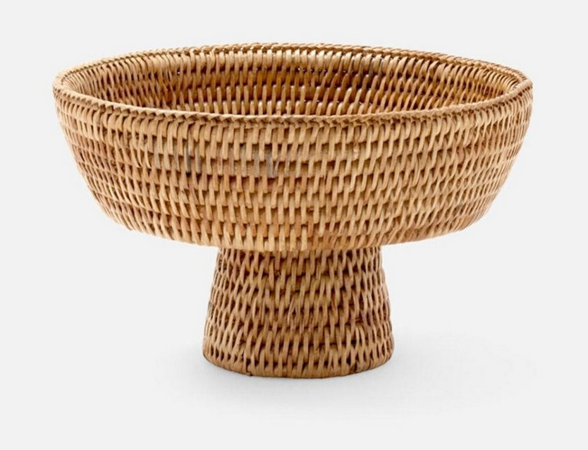Rattan Footed Bowl, Honey Brown