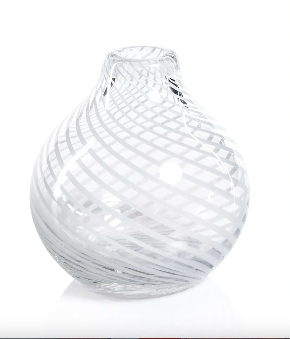 Claire Bud Vase w/ White Swirl