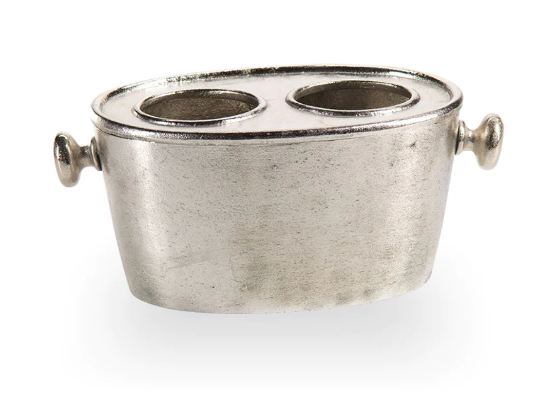 Raw Aluminum Two Bottle Wine Holder