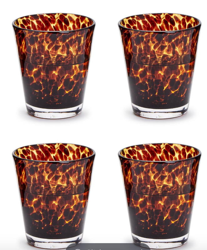 Tortoise Print Double Old Fashion Glass