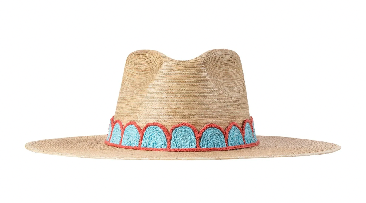 Gloria Turquoise Crochet Palm Hat