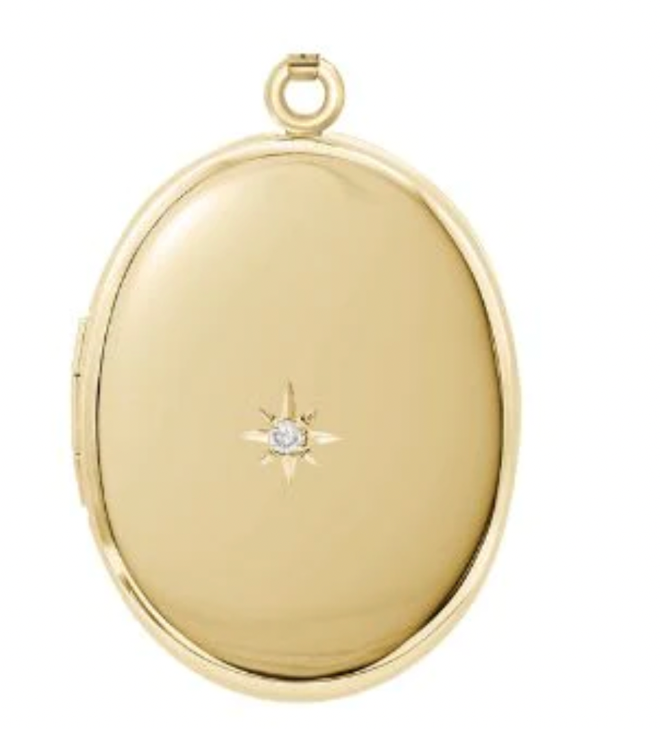 Oval Locket with Diamond/Star Compass Necklace