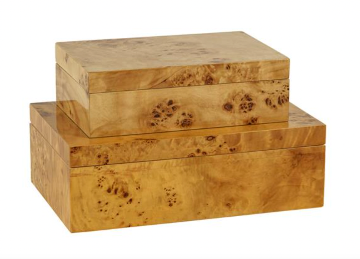 Dabby Modern Classic Brown Burl Wood Decorative Box
