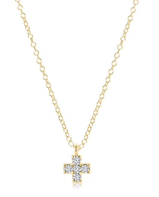 E Newton 14k Gold and Diamond Signature Cross Necklace