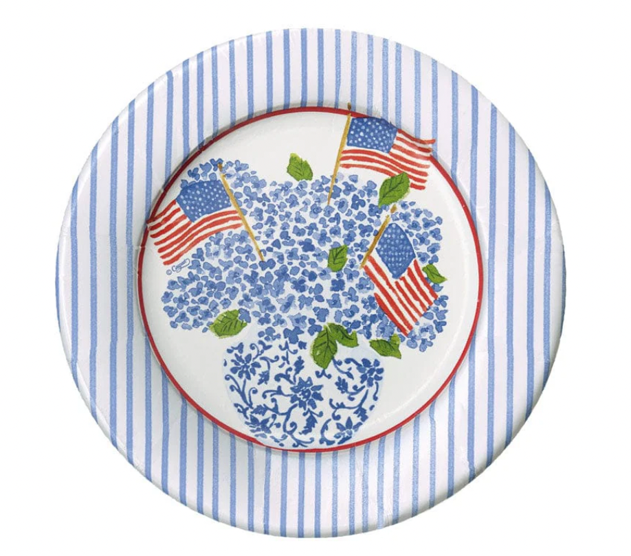 Flags and Hydrangeas Salad Plate