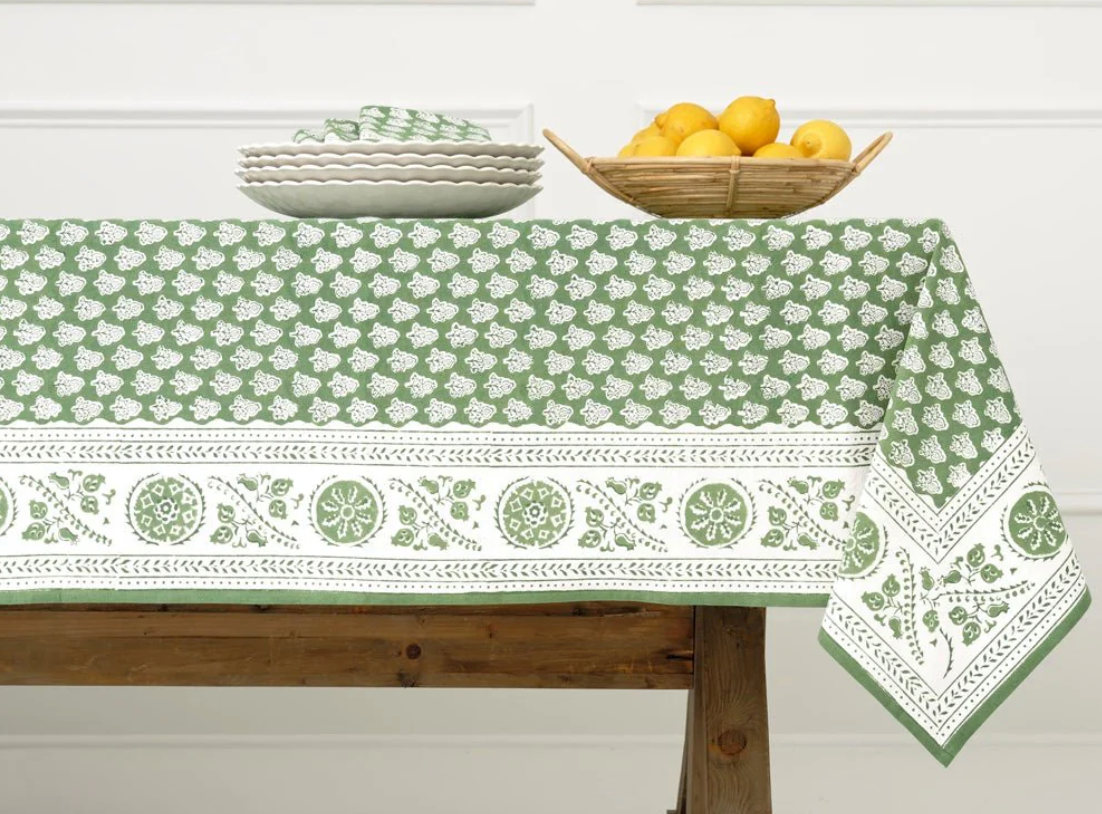 Pomegranate Green Tablecloth