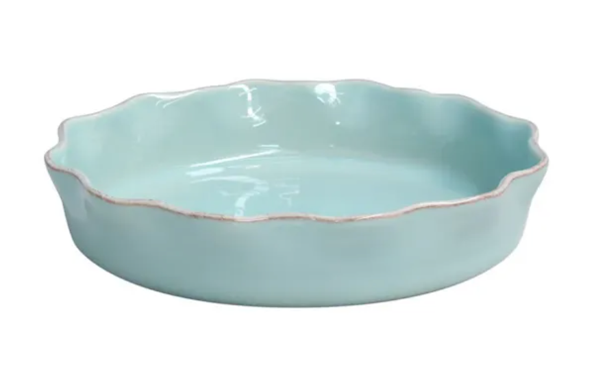 Robins Egg Ruffled Pie Dish