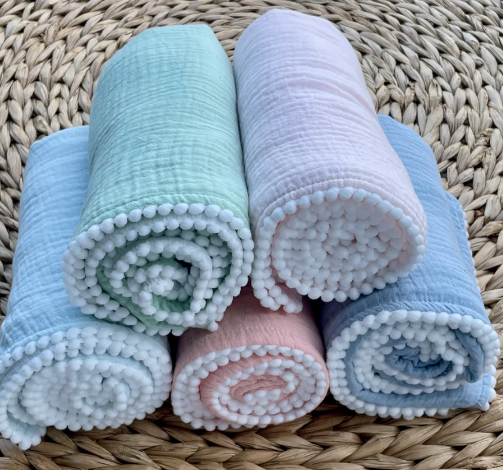 Cotton Swaddle - blue/white