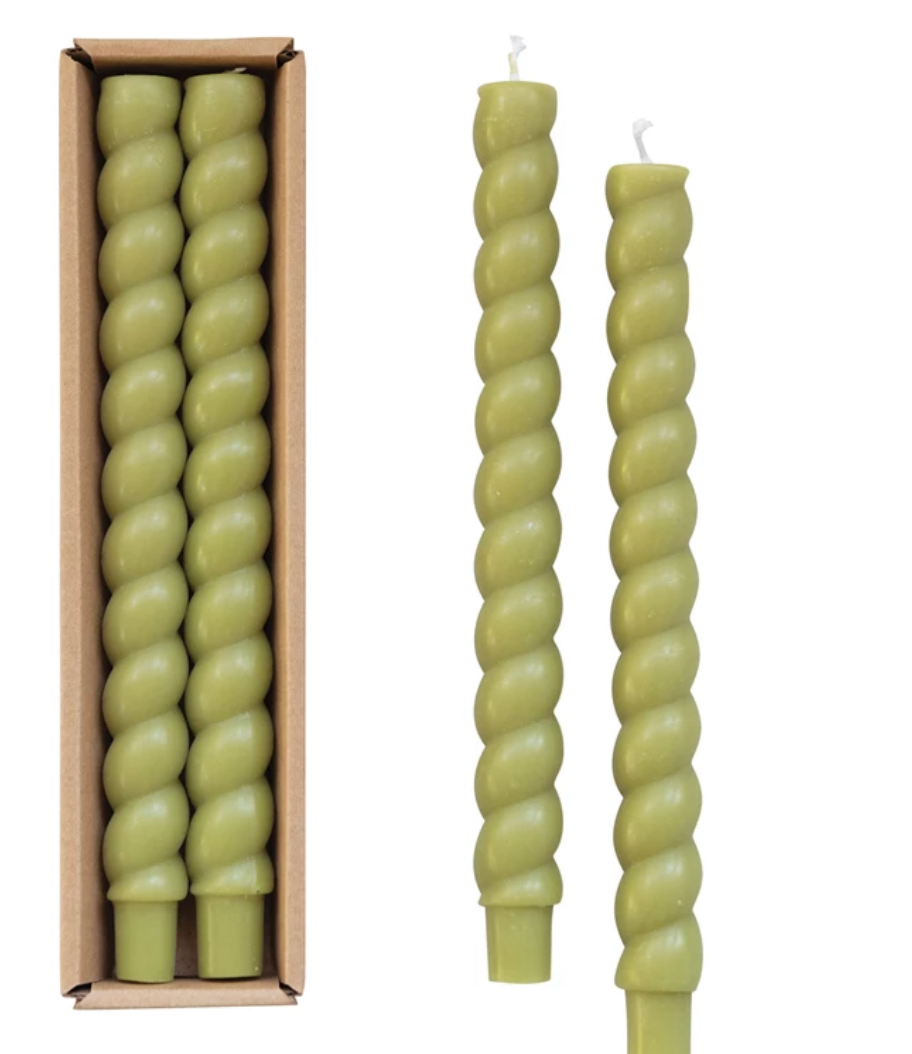 Twisted Taper Candle - Green