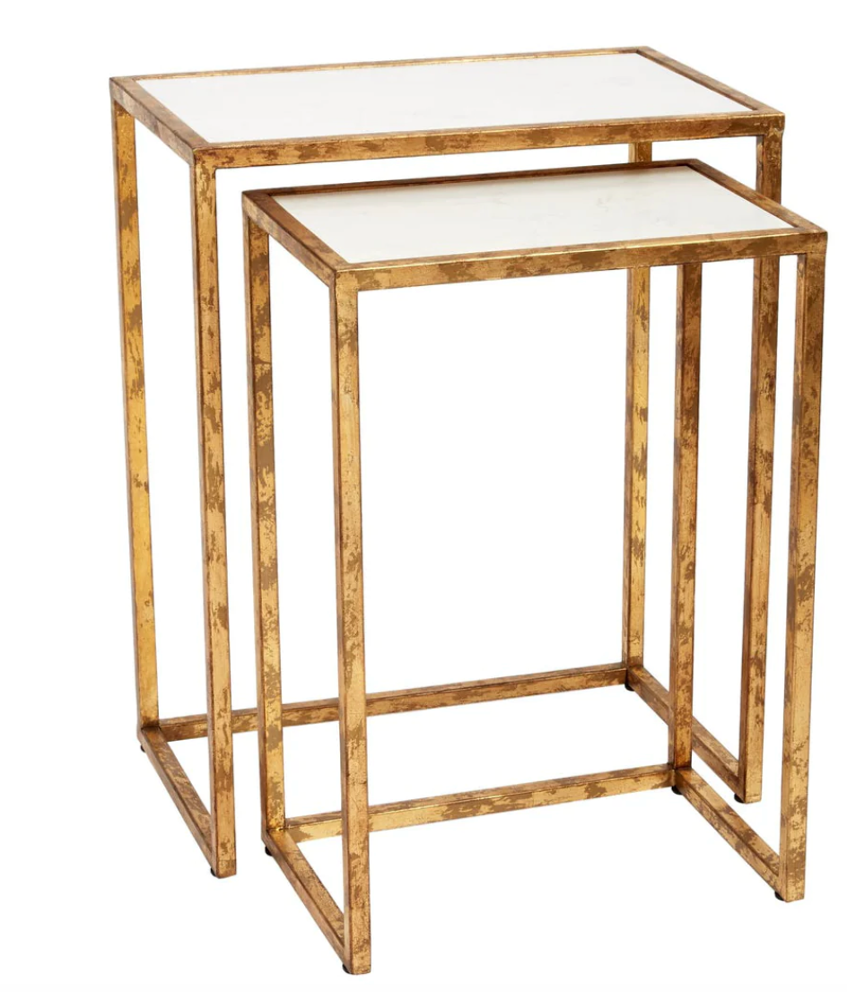 Gold and White Marble Top Table