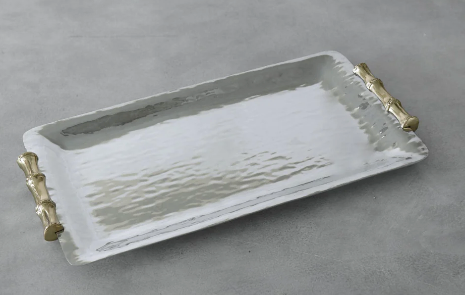 Bamboo Medium Rectangular with Gold Handles