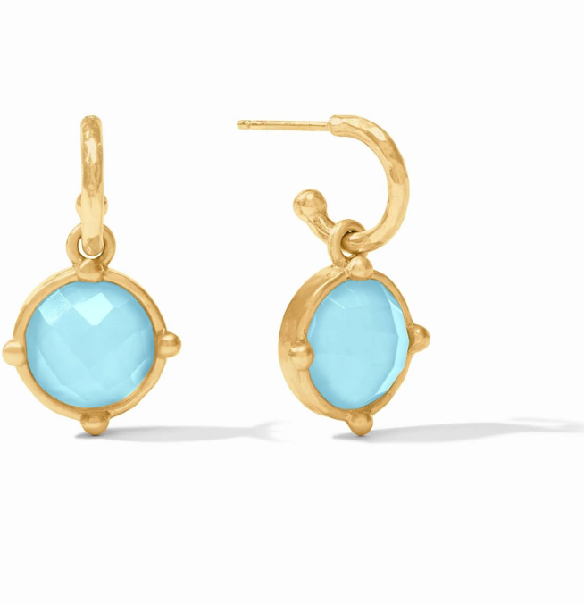 Honeybee Hoop & Charm Earring Iridescent Capri Blue