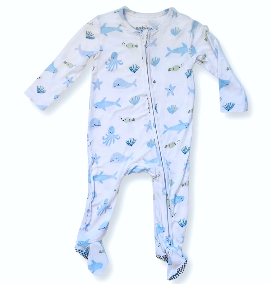 Zippered Footie in Under the Sea, 6-12 mo