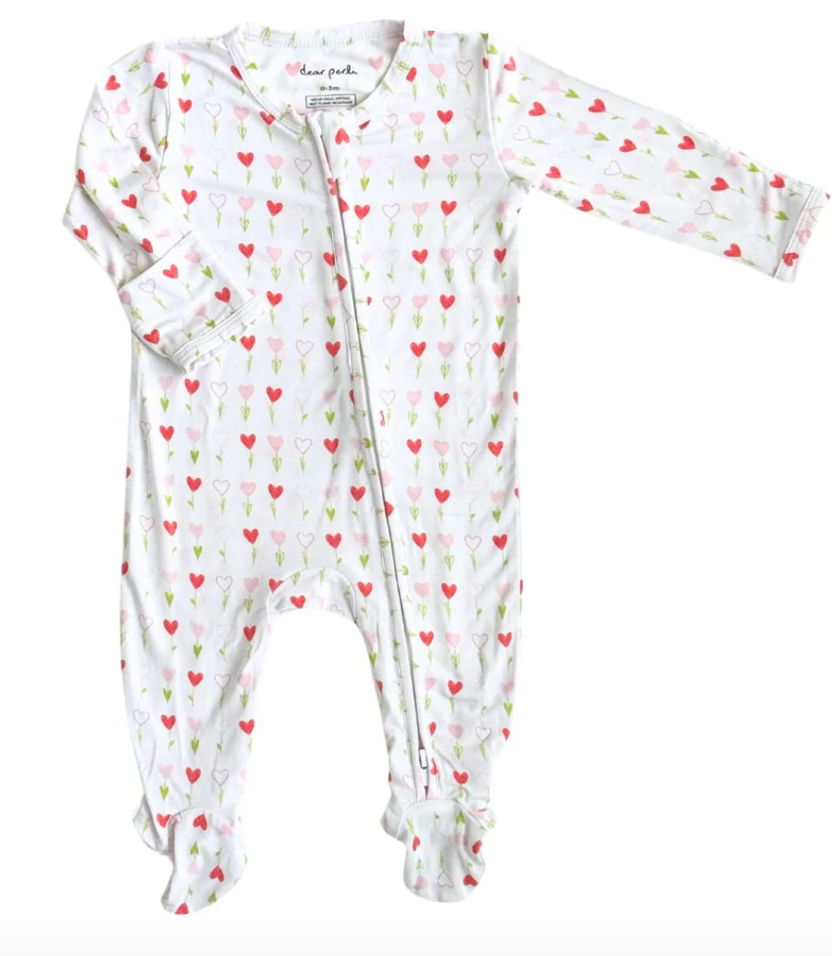 Footie Zippered one Piece in Growing Love 6-12 mo