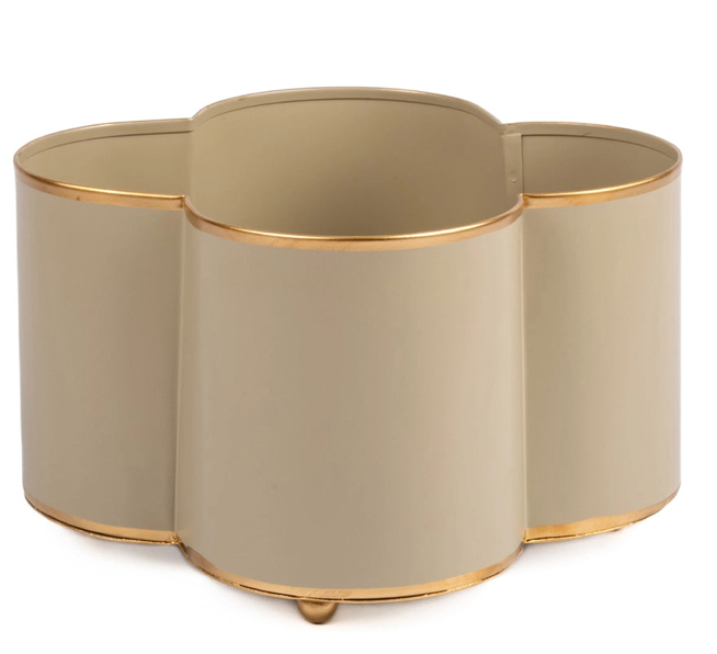 Mattie Quatrefoil Cachepot Planter- Blue