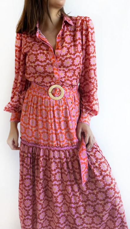 Laura Long Sleeve Dress - Dahlia Brown