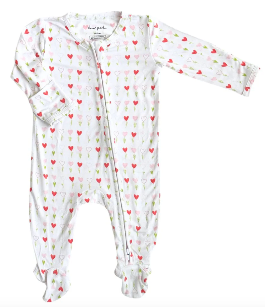 Footie Zippered One Piece in Growing Love, 3-6 mo