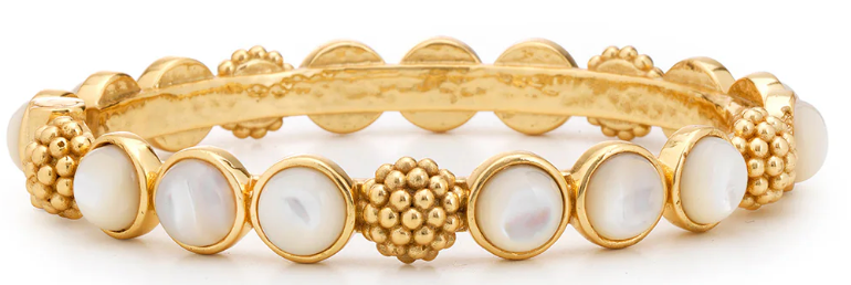 Berry Gem Hinged Bangle - Mother of Pearl