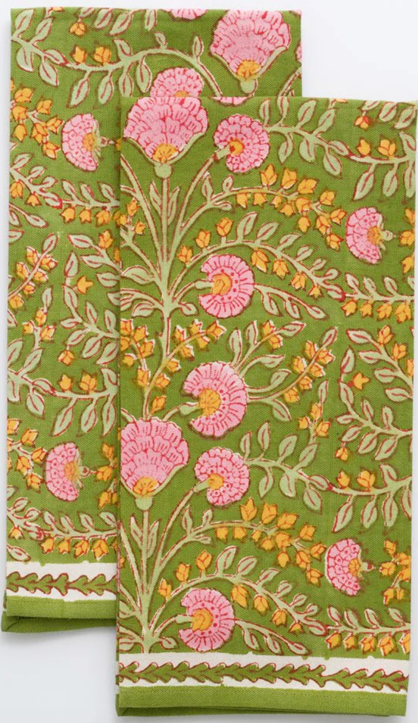 Cactus Flower Fern & Flamingo tea towel
