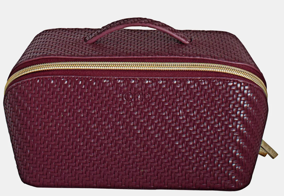 Herringbone Beauty Bag Medium Plum